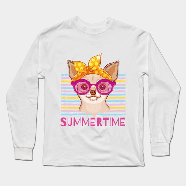 Chihuahua Summer time Long Sleeve T-Shirt by ToufikDesign